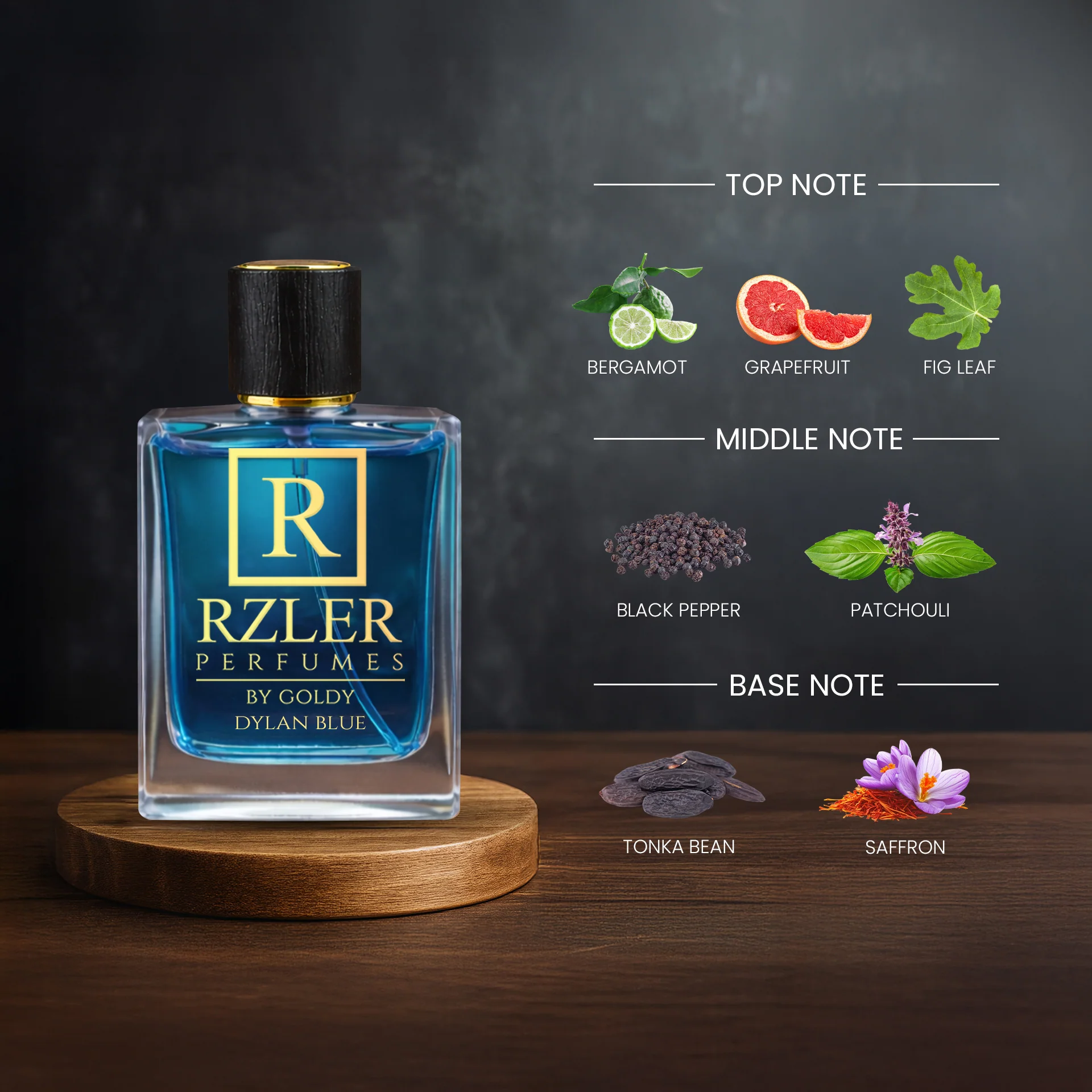 RZLER Dylan Blue Aromatic Fougere Perfume for Men | Bergamot, Ambroxan & Incense Notes | Aromatic Fougere Fragrance - Image 2