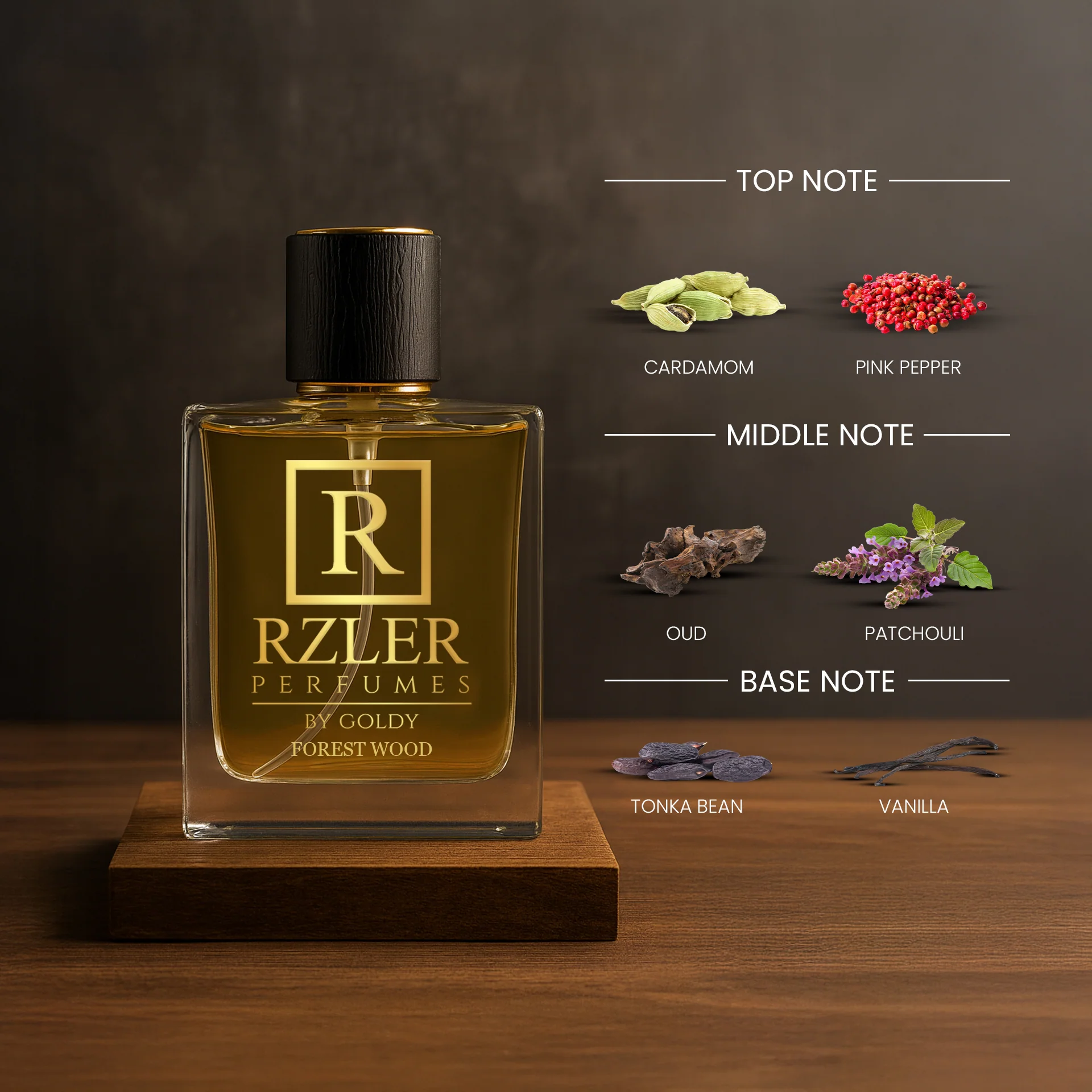 RZLER Forest Wood Perfume – 50 ml | Oud, Smoky Woods & Spices | Bold Woody Fragrance for Men - Image 2